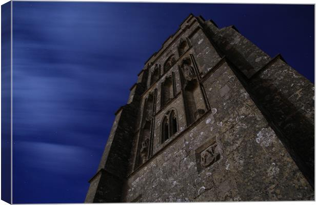 Glastonbury Tor at night Canvas Print by Simon Cadby