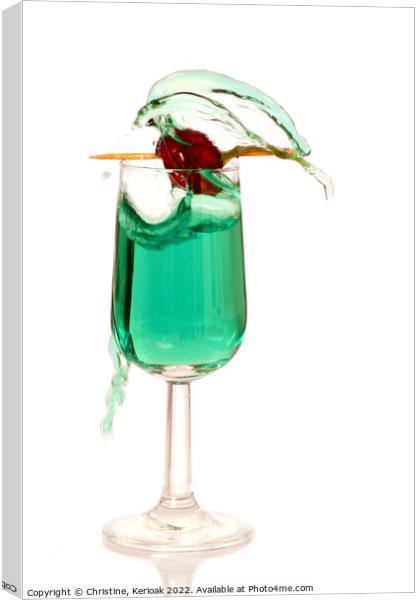 Green Liqueur Escaping From Glass Canvas Print by Christine Kerioak