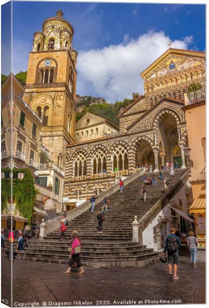 Steps up to the Duomo Cattedrale Sant' Andrea in Amalfi Canvas Print by Dragomir Nikolov