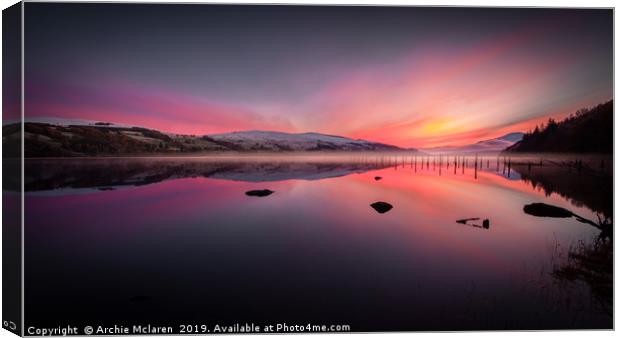 Winter Sunset from Dalerb, Loch Tay Canvas Print by Archie Mclaren
