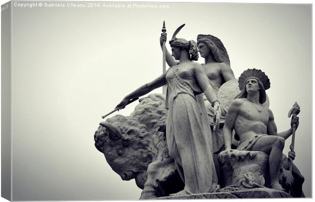 Statues At The Albert Memorial Canvas Print by Gabriela Olteanu