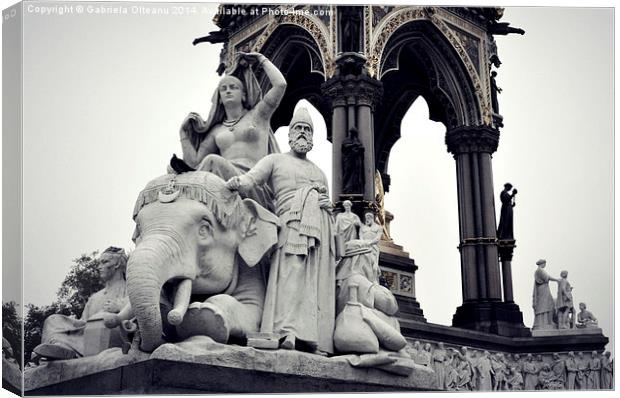  Statues At The Albert Memorial Canvas Print by Gabriela Olteanu