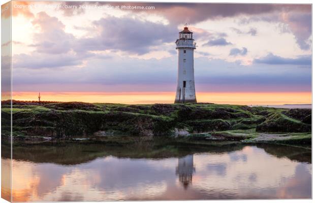 Sunset New Brighton Lighthouse Canvas Print by Andy McGarry