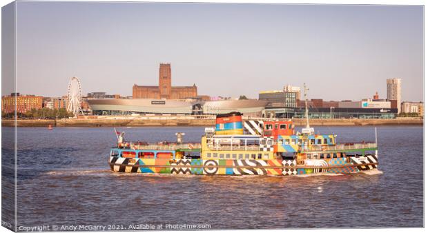 Mersey Ferry and Liverpool Cathedral Canvas Print by Andy McGarry