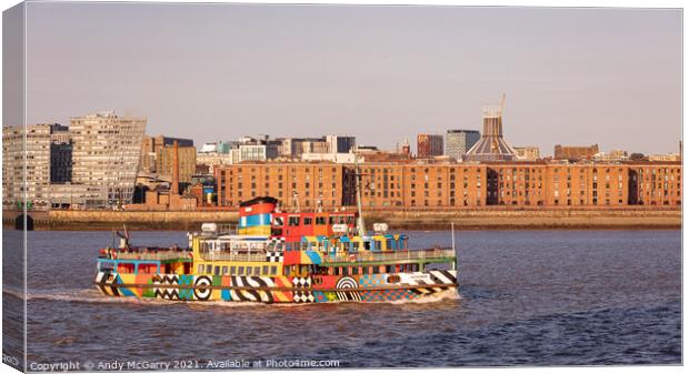 Mersey Ferry and Liverpool Catholic Cathedral Canvas Print by Andy McGarry