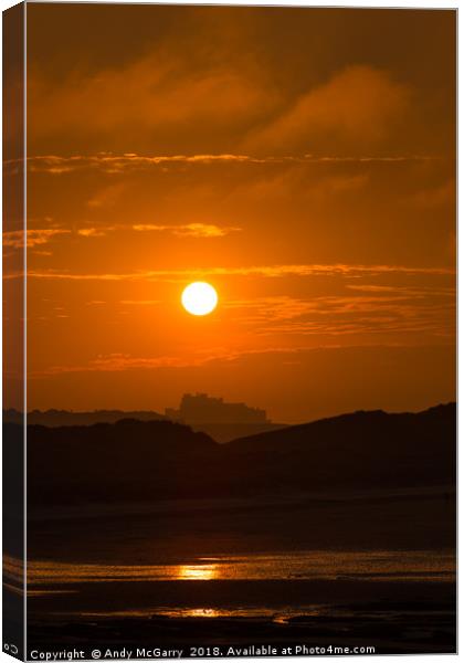 Bamburgh Castle Sunset Canvas Print by Andy McGarry