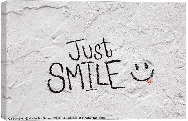 Just Smile Graffiti Canvas Print by Andy McGarry