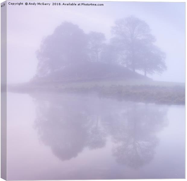Reflected Island in the fog Canvas Print by Andy McGarry