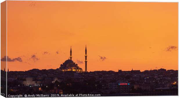 Red Sunset over Istanbul Canvas Print by Andy McGarry