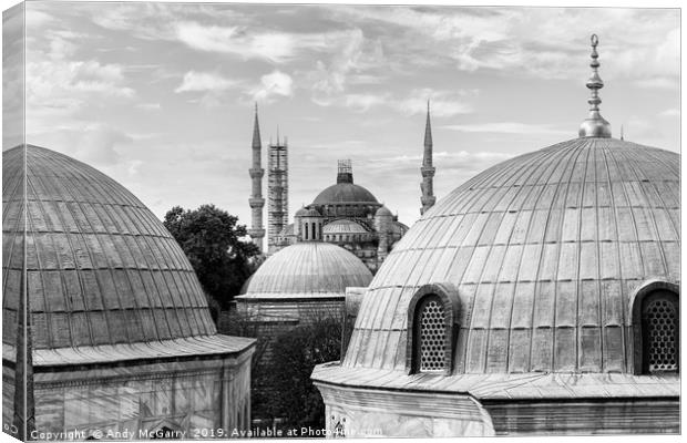 The Blue Mosque in Istanbul from the Hagia Sophia Canvas Print by Andy McGarry