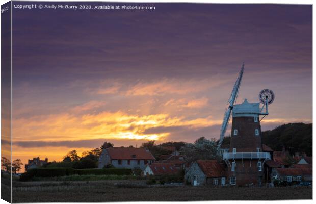 Windmill sunset Norfolk Canvas Print by Andy McGarry