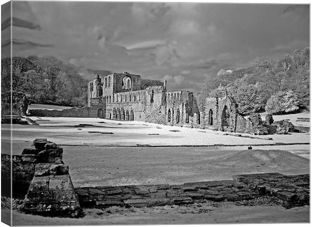 Furness Abbey - Infra-red Canvas Print by Ken Patterson