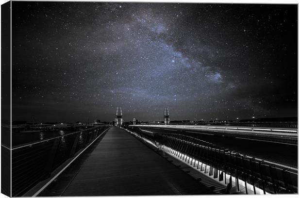 Twin Sails Bridge under the Milky Way Canvas Print by Daniel Rose
