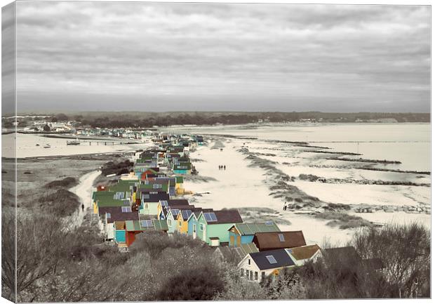 Vivid Mudeford Quay Beach Huts Canvas Print by Daniel Rose