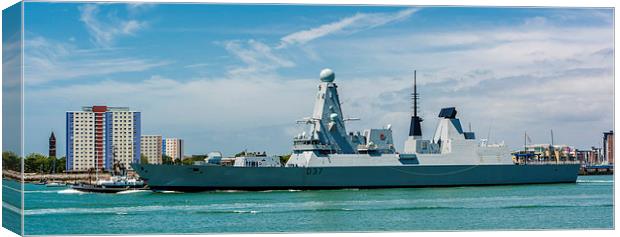 HMS Duncan leaving Portsmouth Canvas Print by Malcolm McHugh