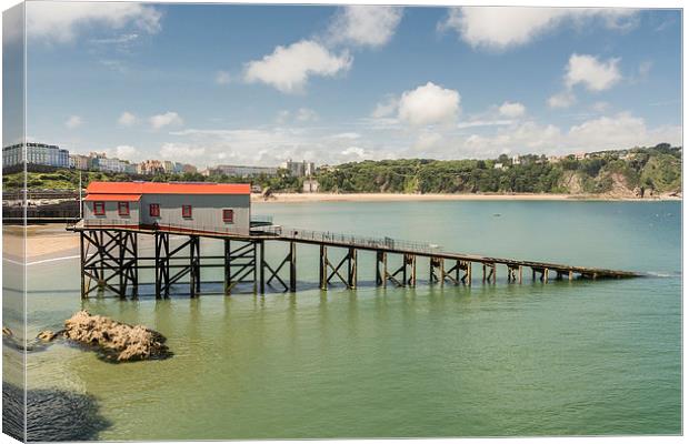 Old Lifeboat House and North Beach, Tenby. Canvas Print by Malcolm McHugh