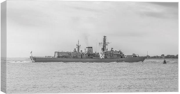 HMS Iron Duke approaches Portsmouth Harbour Canvas Print by Malcolm McHugh