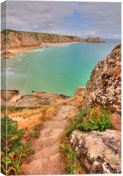 Porthcurno Heights Canvas Print by Malcolm McHugh