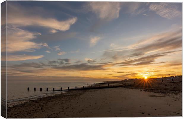 Majestic Sunset over Worthing Beach Canvas Print by Malcolm McHugh