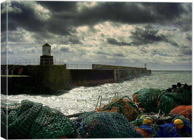 Storm at Pittenweem Harbour Canvas Print by Edward Burns