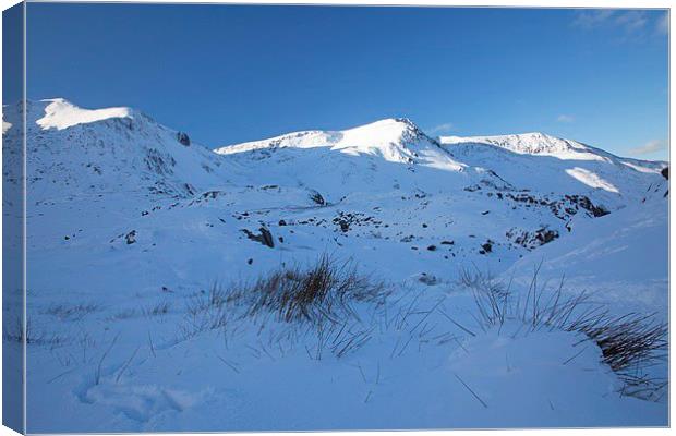  Snow clad mountain in winter, North Wales Canvas Print by Stephen Prosser