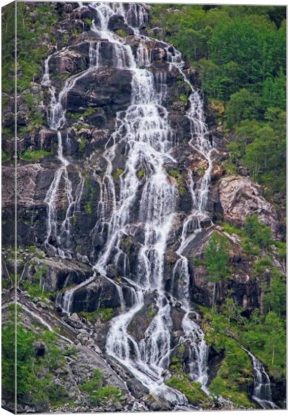 Linhamnen waterfall Norway Canvas Print by Martyn Arnold