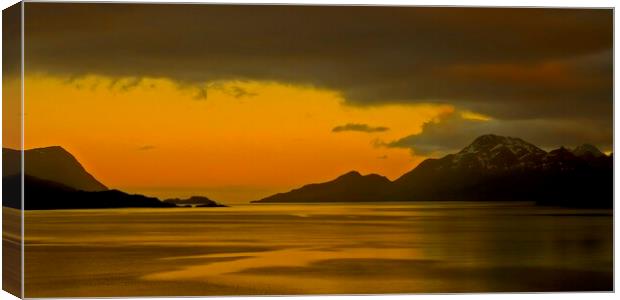Panorama Seascape in the Midnight Sun Norway Canvas Print by Martyn Arnold