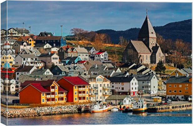 Kristiansand Town and Church Norway Canvas Print by Martyn Arnold