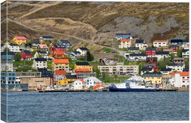 Colourful Houses in Honningsvåg in Arctic Norway. Canvas Print by Martyn Arnold