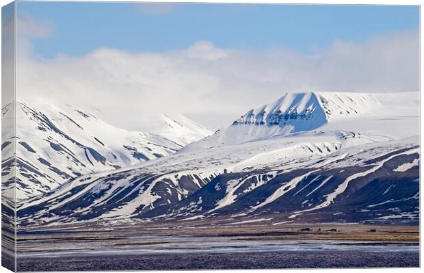 Snow Covered Mountains on Arctic Spitsbergen Canvas Print by Martyn Arnold