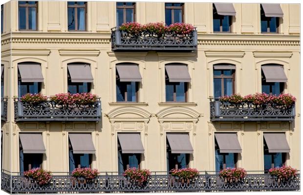 Windows of the Grand Hotel Stockholm Sweden Canvas Print by Martyn Arnold