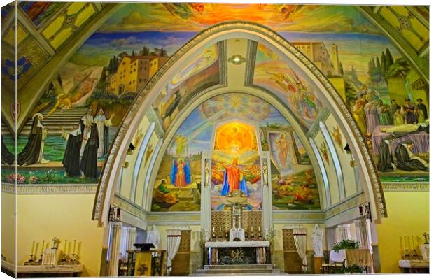 Church Fresco Paintings - St. Amelie Church Baie-Comeau Quebec Canvas Print by Martyn Arnold