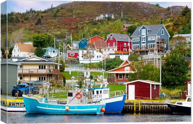 Petty Harbour Fishing Village Canvas Print by Martyn Arnold