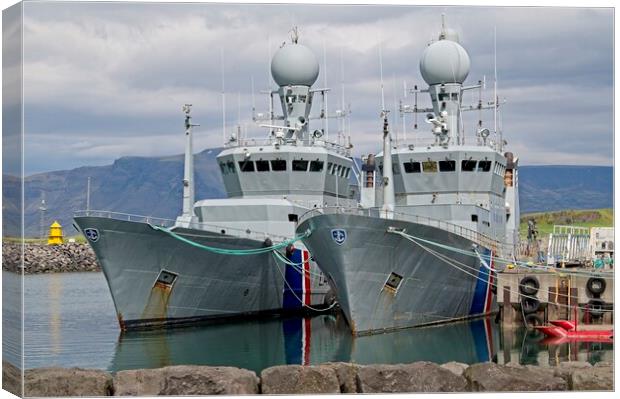 Icelandic Coastguard Ships Moored in Reykjavik Canvas Print by Martyn Arnold
