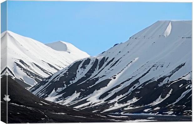 Snowy Mountain Landscape in Svalbard Canvas Print by Martyn Arnold