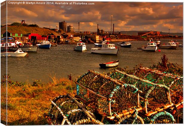  Fishing Boats in Harbour at South Gare Redcar   Canvas Print by Martyn Arnold