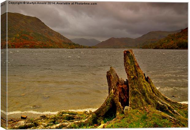 Stormy Ullswater Lakeside Canvas Print by Martyn Arnold