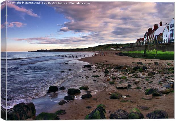  Evening on the beach - Sandsend Yorkshire Canvas Print by Martyn Arnold