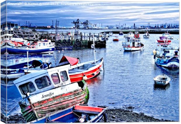 Fishing Boats at Paddy's Hole, South Gare Canvas Print by Martyn Arnold