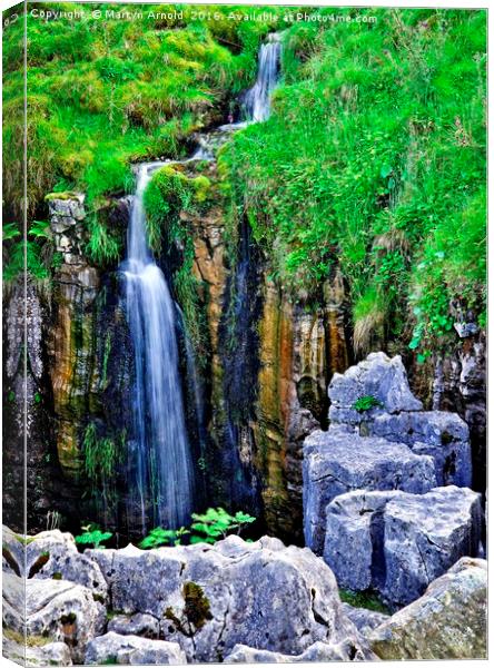 Waterfall at The Buttertubs, Swaledale, Yorkshire Canvas Print by Martyn Arnold