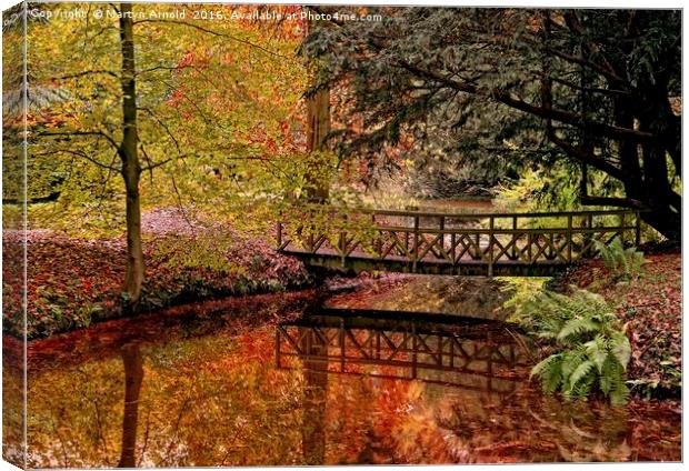 Autumn Reflections in the Stream Canvas Print by Martyn Arnold