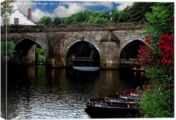 Elvet Bridge and River Wear at Durham City Canvas Print by Martyn Arnold