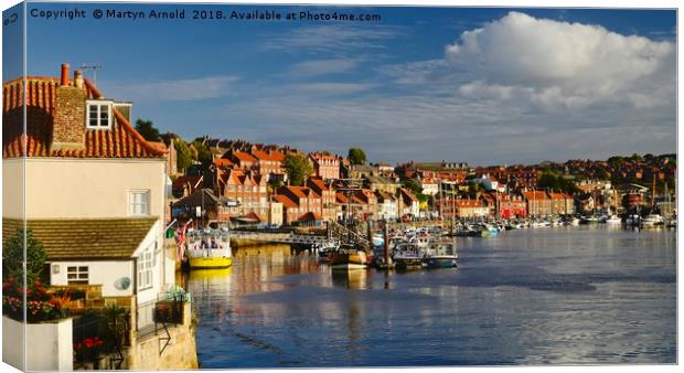 Evening at Whitby Harbour Canvas Print by Martyn Arnold