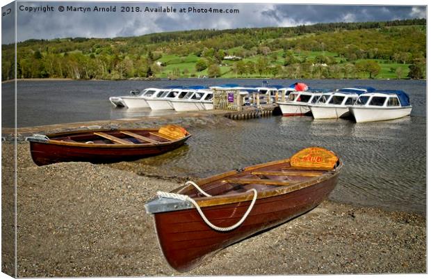 Boats on Coniston Water Canvas Print by Martyn Arnold