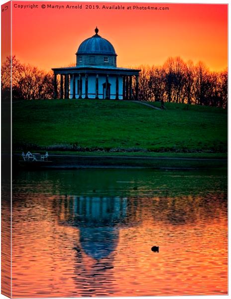Sunset at the Temple Canvas Print by Martyn Arnold