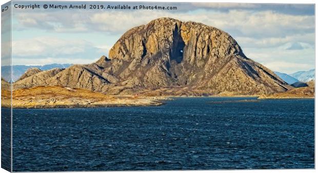 Torghatten Mountain Norway Canvas Print by Martyn Arnold