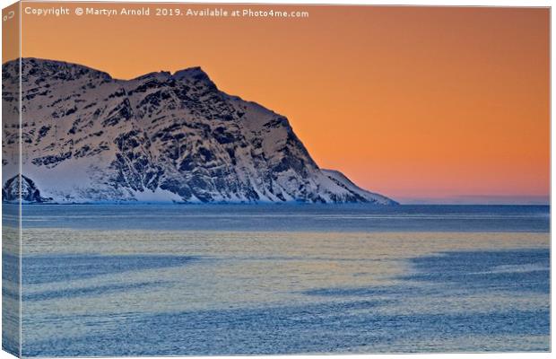 Arctic Sunset in Skjervoy Norway Canvas Print by Martyn Arnold