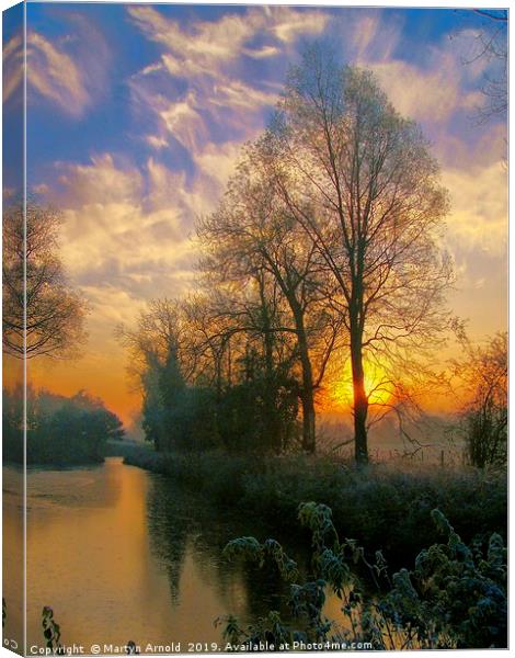 Misty Winter Morning Sunrise Canvas Print by Martyn Arnold