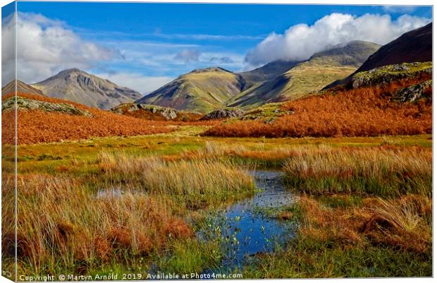 Wasdale Mountains in Autumn, Lake District Landsca Canvas Print by Martyn Arnold