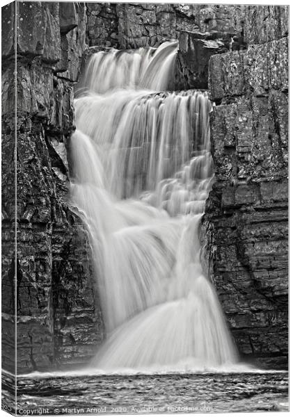 High Force Waterfall monocrome Canvas Print by Martyn Arnold